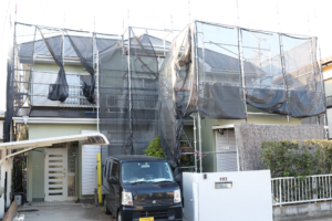 2021年4月外壁・屋根塗装取手市Y様足場解体前の写真.